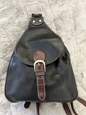 Tignanello Black and Brown Leather Backpack